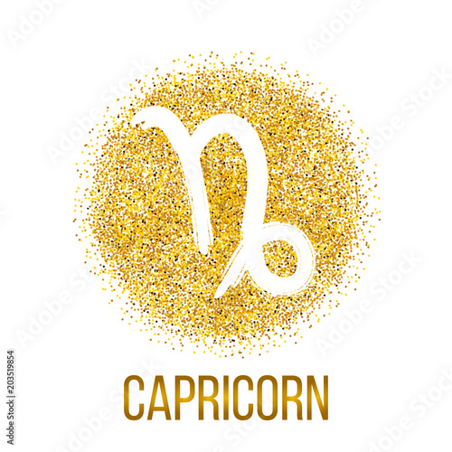 capricorn gold glitter vector zodiac sign