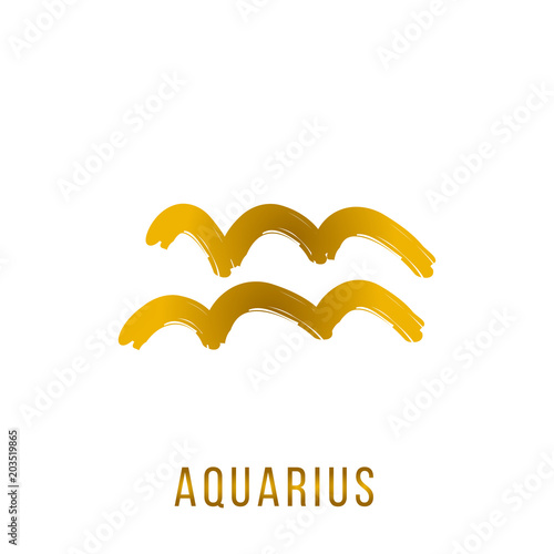 aquarius gold glitter vector zodiac sign