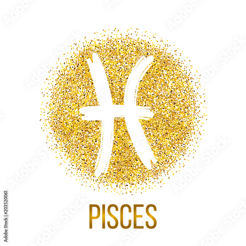 pisces gold glitter vector zodiac sign