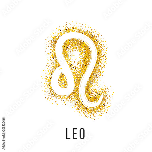 leo gold glitter vector zodiac sign