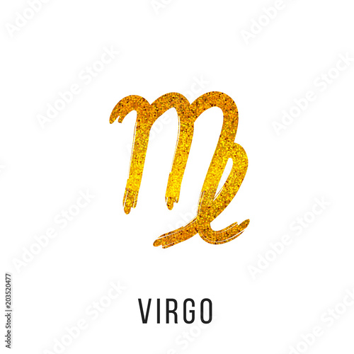virgo gold glitter vector zodiac sign