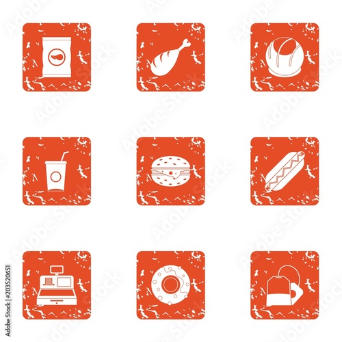 Retail dealer icons set. Grunge set of 9 retail dealer vector icons for web isolated on white background