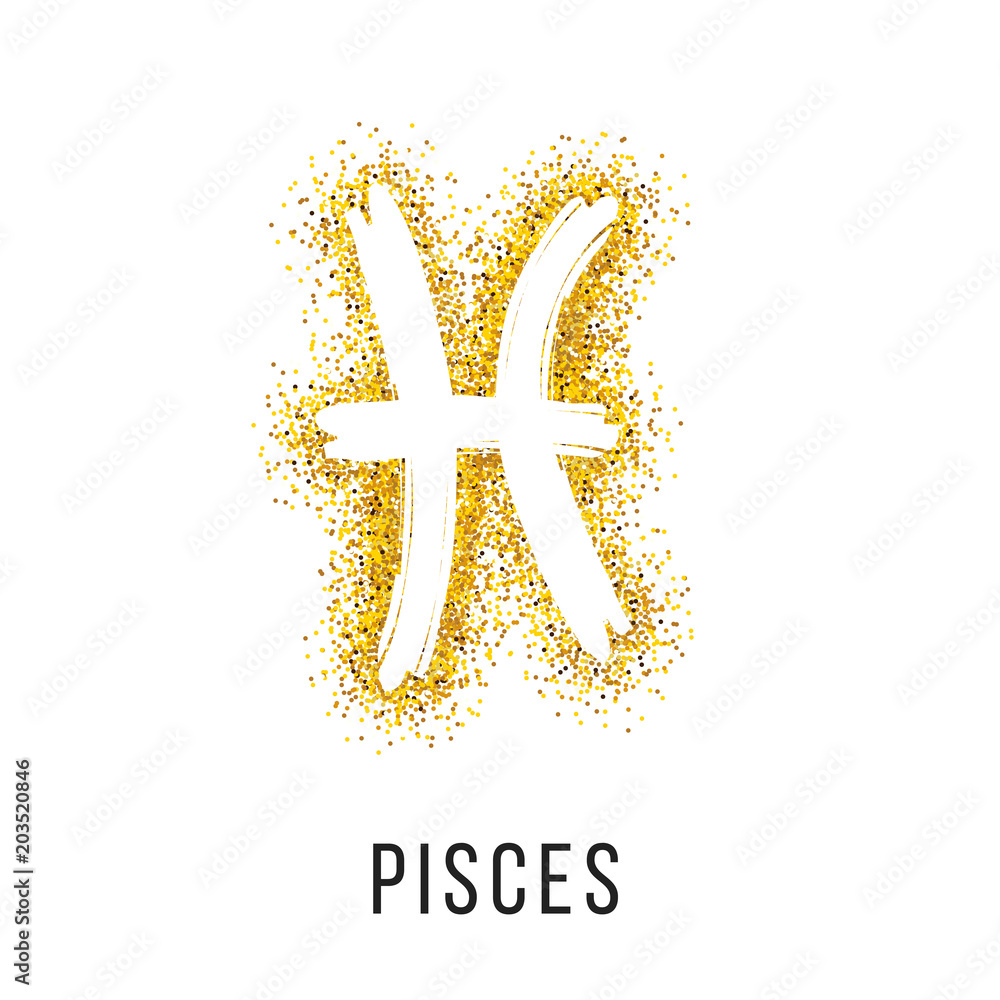 pisces gold glitter vector zodiac sign pisces gold glitter vector zodiac sign