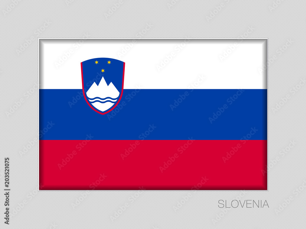 Flag of Slovenia. National Ensign Aspect Ratio 2 to 3 on Gray