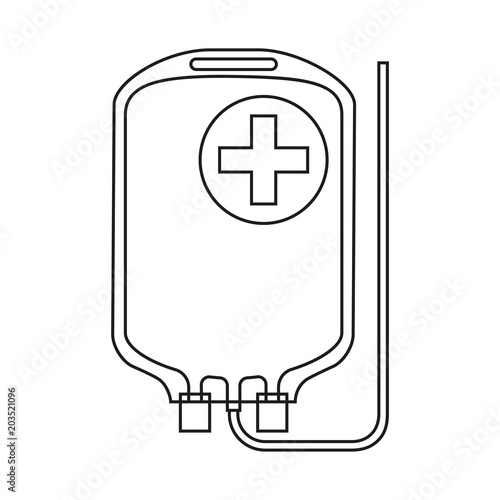 Line art black and white IV medicine bag
