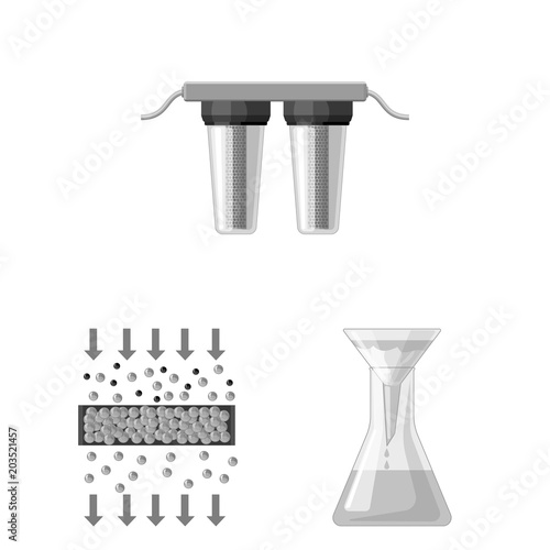 Water filtration system monochrome icons in set collection for design. Cleaning equipment vector symbol stock web illustration.