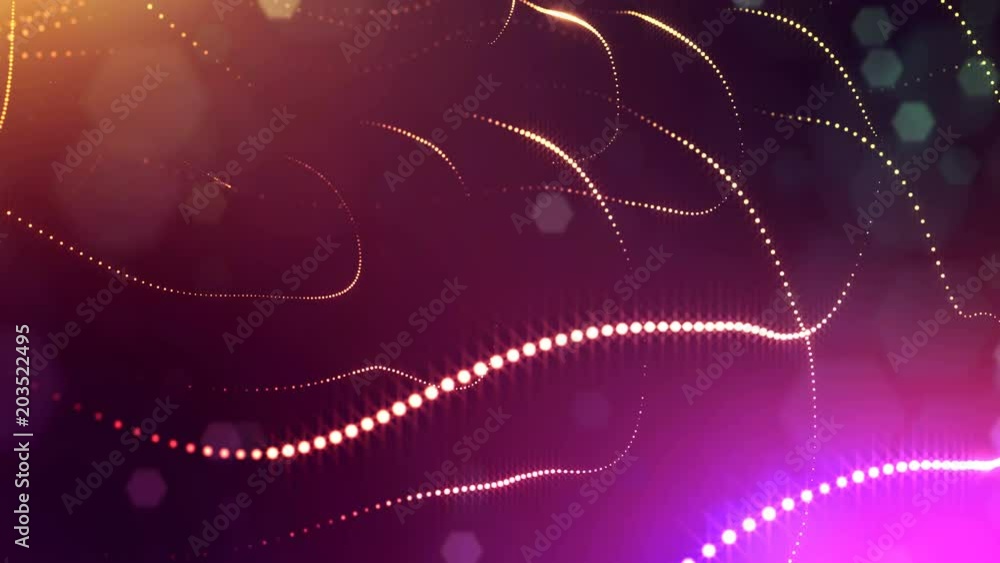 3d render of luminous particles as science fiction multi colored background or modern abstract gradient background of particles with depth of field and bokeh like vj loop. 4