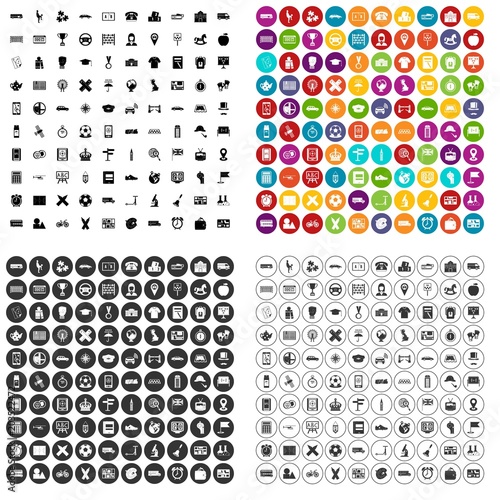 100 bus icons set vector in 4 variant for any web design isolated on white