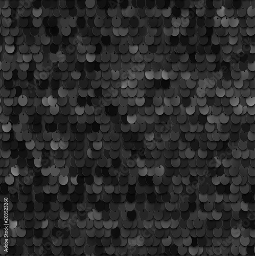 Seamless black texture of fabric with sequins - vector eps10 photo