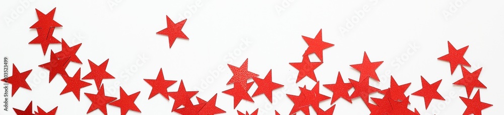 Banner of Red stars confetti - obrazy, fototapety, plakaty 