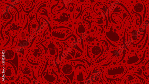 Russian Red Football Seamless Pattern Background
