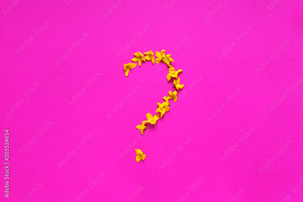 Question Mark out of Flowers Colorful Hot Pink Background