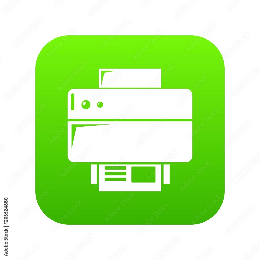 Printer icon green vector isolated on white background Printer icon green vector isolated on white background