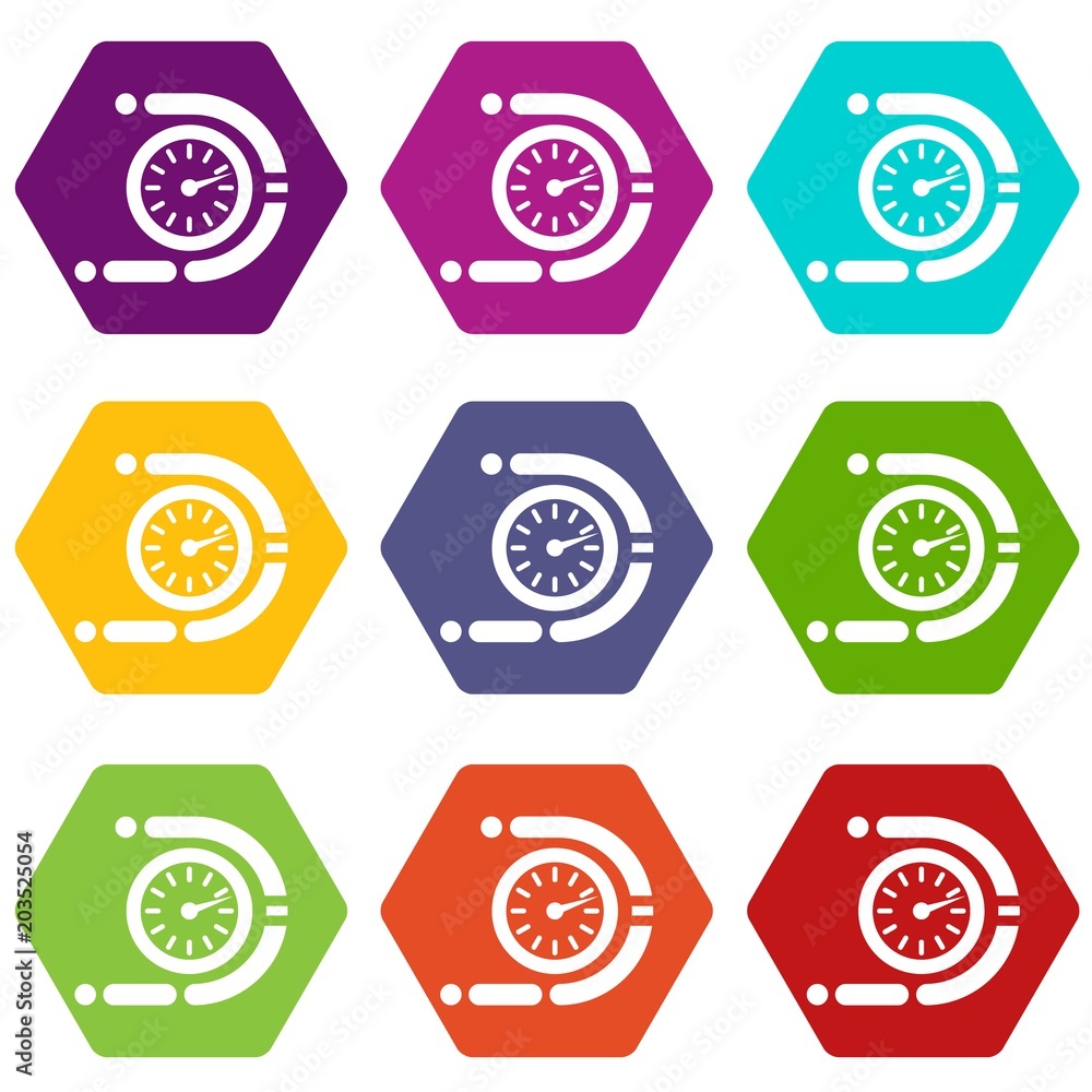 Fototapeta premium Timer icons 9 set coloful isolated on white for web