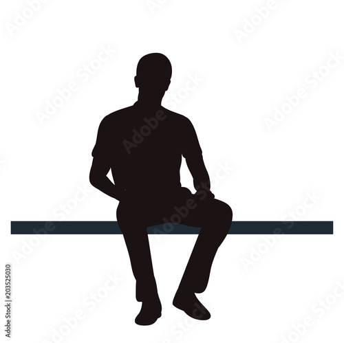 vector, isolated, icon silhouette man sitting alone