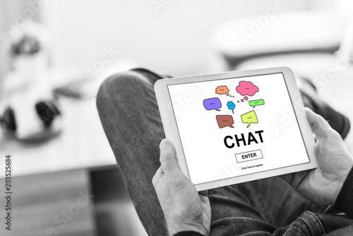 Chat concept on a tablet