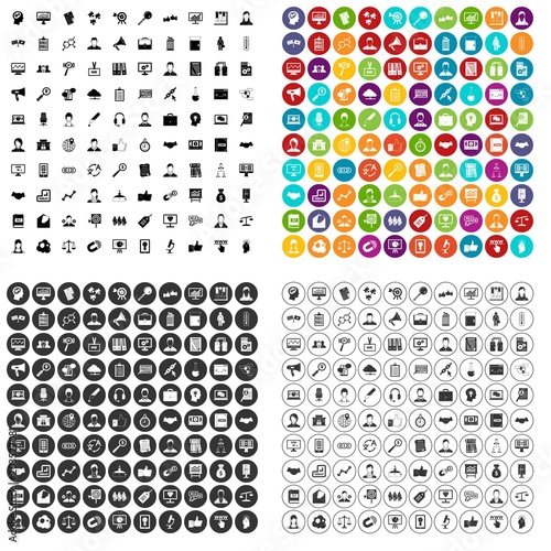 100 business person icons set vector in 4 variant for any web design isolated on white