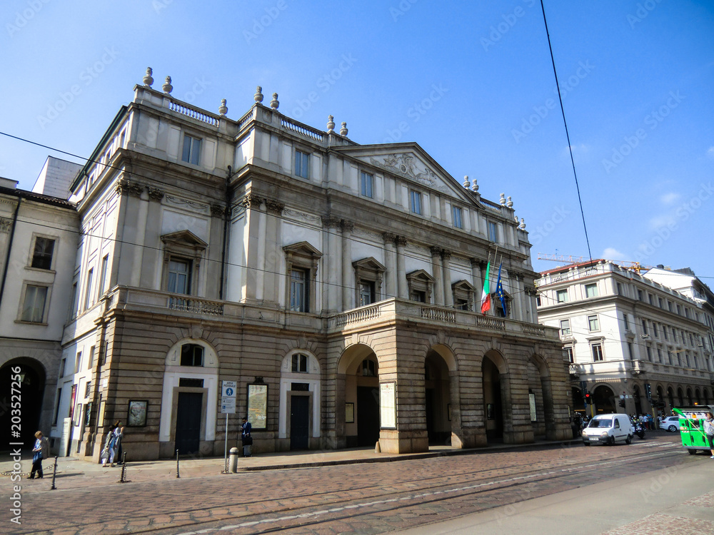 MILANO, TEATRO ALLA SCALA, Main Facade of Scala Theatre in Milan, Milano, Lombardy, Italy, Europe