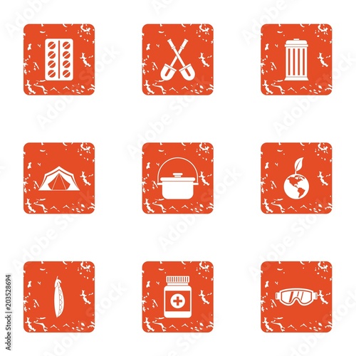 Garden drug icons set. Grunge set of 9 garden drug vector icons for web isolated on white background