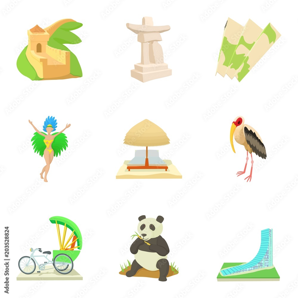 Fototapeta premium Global entertainment icons set. Cartoon set of 9 global entertainment vector icons for web isolated on white background
