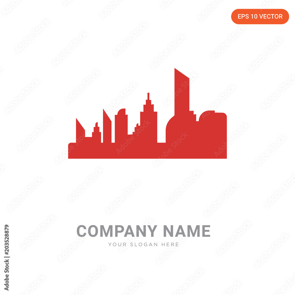 Apartments, city buildings skyline company logo design