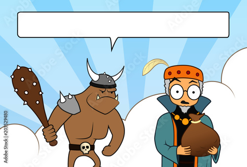 The treasurer is attacked by a troll with a big spiked club