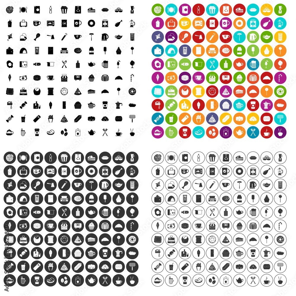 100 cafe icons set vector in 4 variant for any web design isolated on white 100 cafe icons set vector in 4 variant for any web design isolated on white