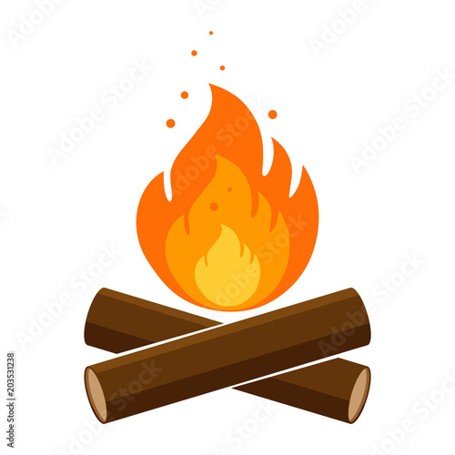 Canvas Print Simple, flat campfire icon. Isolated on white
