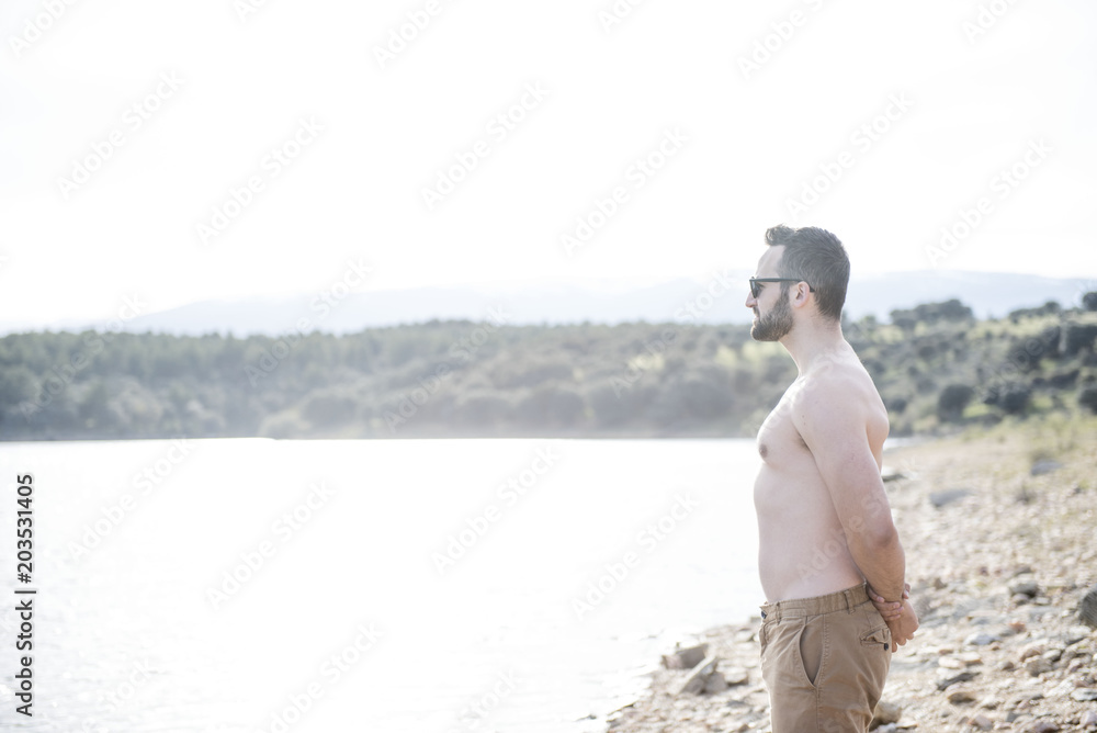 Fototapeta premium Young photographer posing as a model