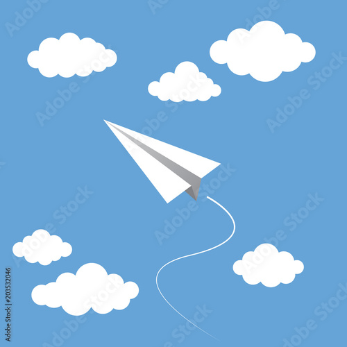 Rocket and Plane Paper Fly in the Sky Vector