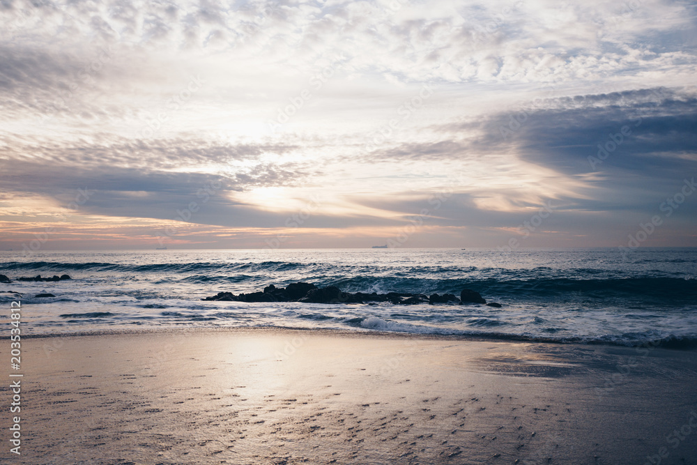 An amazing sunset on the coast at the ocean An amazing sunset on the coast at the ocean