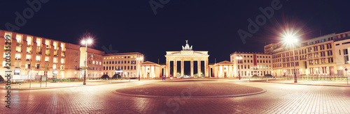 Panoramic view of Pariser Platz with famous Brandenburger Tor (Brandenburg Gate), one of the best-known landmarks and national symbols of Germany