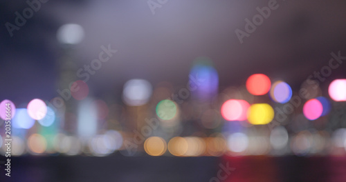 Hong Kong city in blur at night © leungchopan