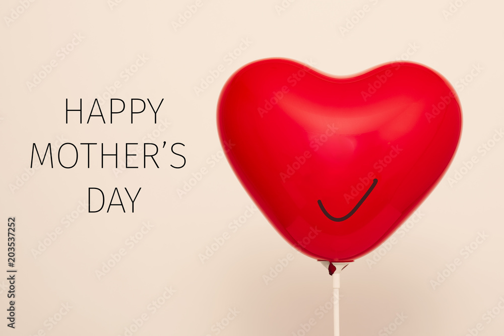 heart-shaped balloon and text happy mothers day