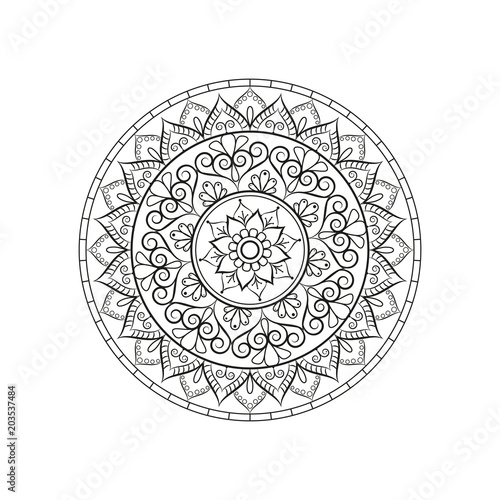 Mandala. Round ornament floral pattern. Decorative element. Oriental motif.