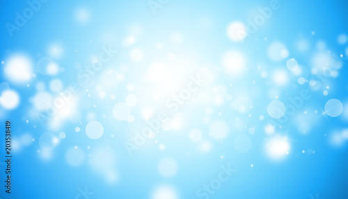Blue glitter sparkles rays lights bokeh Festive Elegant abstract background.
