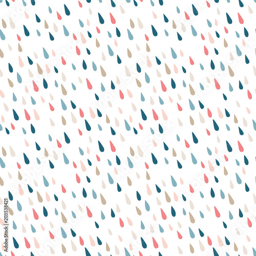 Colored drops on a white background. Seamless pattern