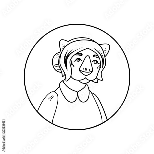 Vector tigress character . Icon.