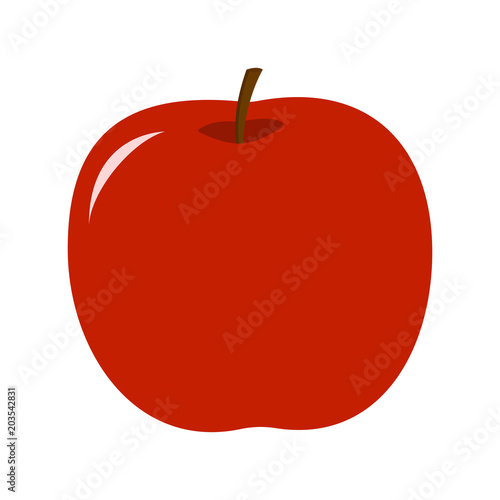 Vector flat red apple on white background