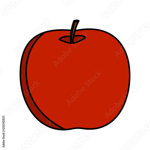 Vector flat red apple on white background