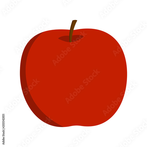 Vector flat red apple on white background