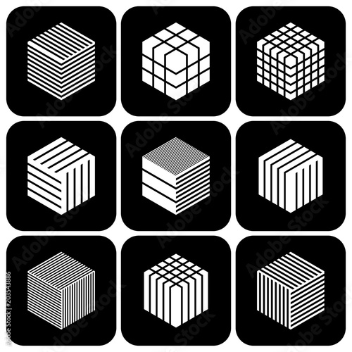 Design elements set. Cubic shape icons.
