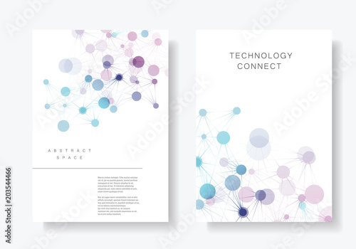 Modern geometric templates with connected lines and dots technology design