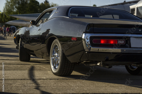 Powerful black muscle car, american classics