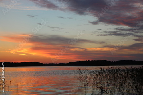 Fototapeta Naklejka Na Ścianę i Meble -  Late sunset on lake, Mazury