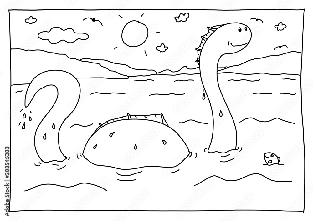 Ausmalbild See-Ungeheuer Stock 일러스트레이션 | Adobe Stock