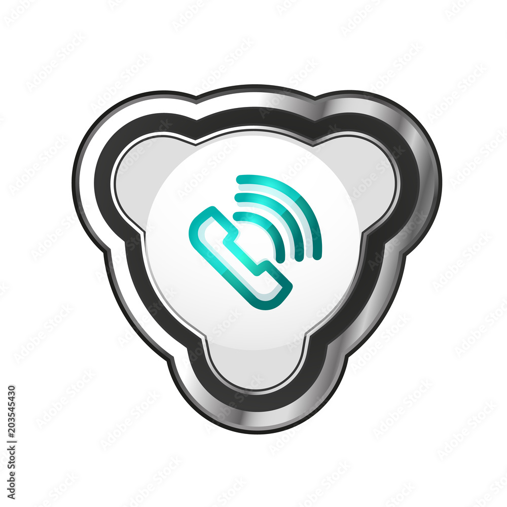 Old fashioned phone button, call center support icon Old fashioned phone button, call center support icon