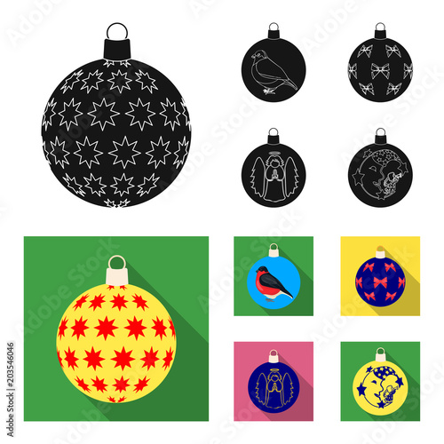 New Year Toys black, flat icons in set collection for design.Christmas balls for a treevector symbol stock web illustration.