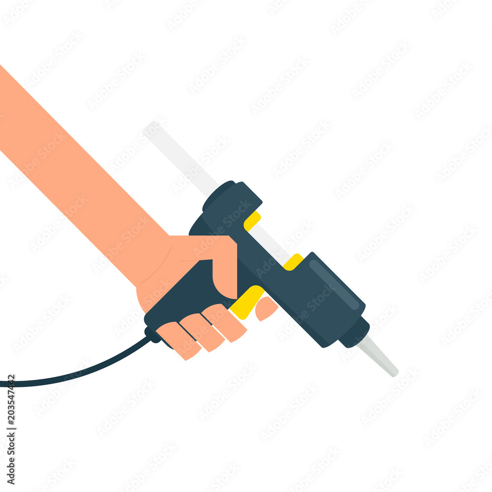 hand holding hot glue gun Stock Vector Adobe Stock
