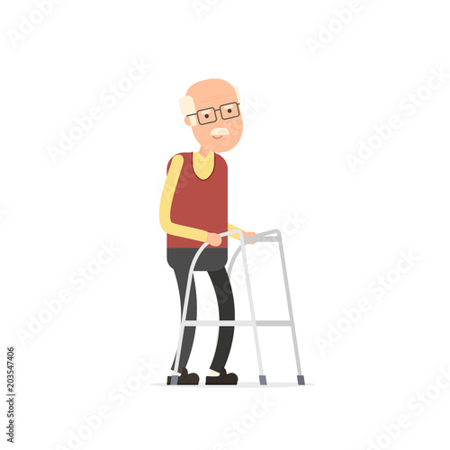 Old man walking with zimmer frame